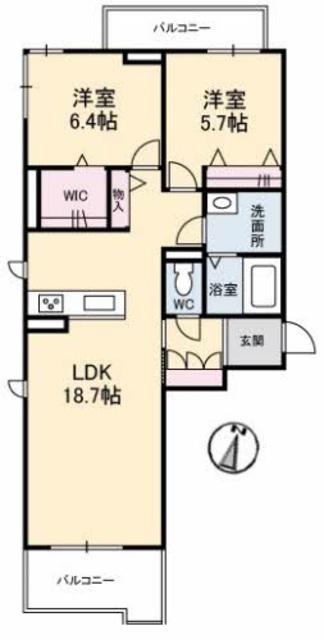 ソナーレ(2LDK/3階)の間取り写真