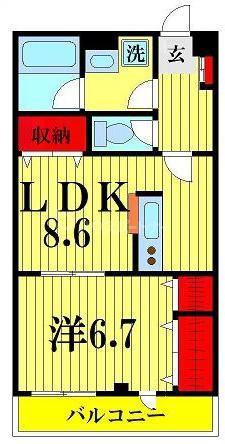 ランドプラス八広(1LDK/3階)の間取り写真