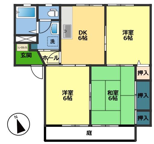 メゾン アイリス(3DK/1階)の間取り写真