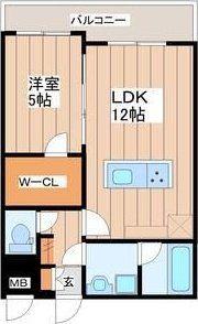 LUANA AIR RESIDENCE五橋(1LDK/3階)の間取り写真