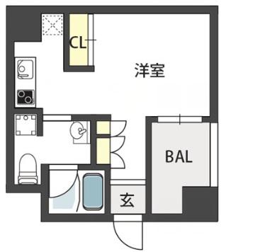 GRANDSTEADY徳井町(ワンルーム/7階)の間取り写真