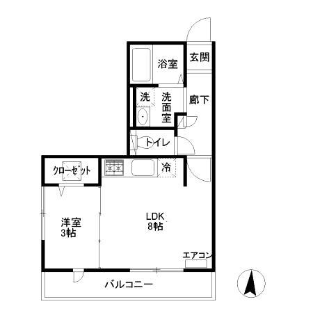 トレビナ武蔵野(1LDK/3階)の間取り写真