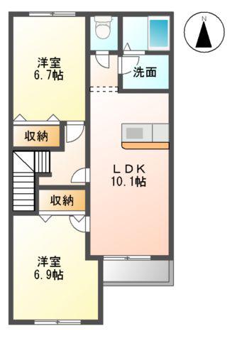 サニーヒルズ高根山(2LDK/2階)の間取り写真