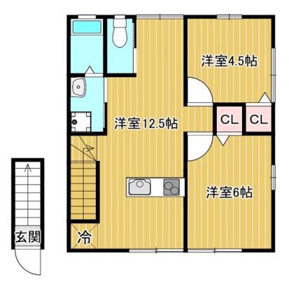 ブルーハイツ(2LDK/2階)の間取り写真