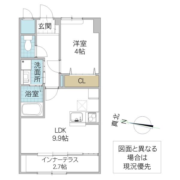 つくば市酒丸アパート(1LDK/1階)の間取り写真