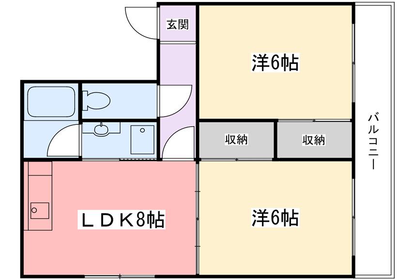 中村ハイツ(2DK/4階)の間取り写真