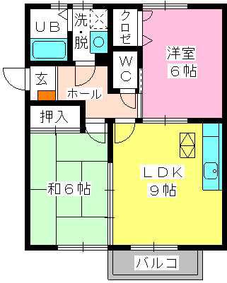 カウベルハウス(2LDK/1階)の間取り写真