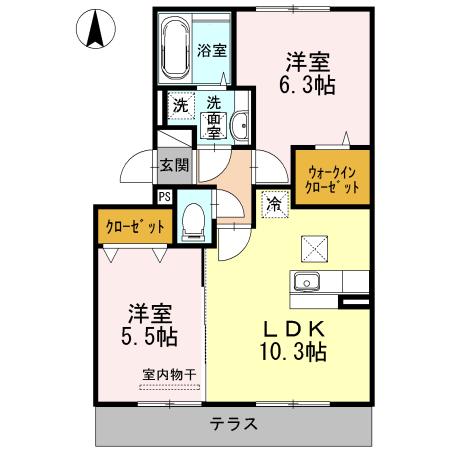 イール・ニード(2LDK/1階)の間取り写真