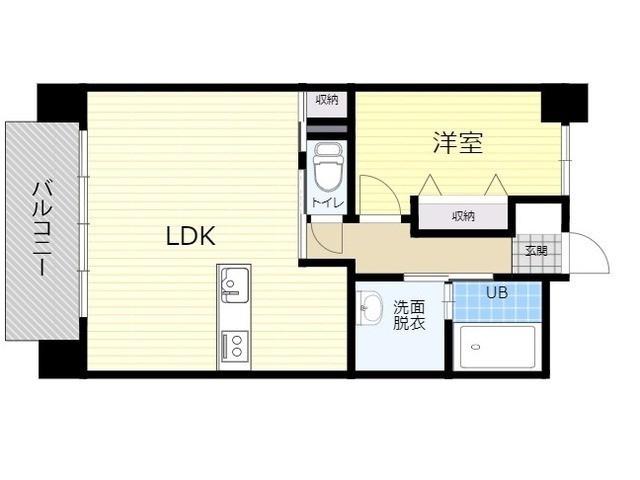 大分駅南Rマンション暁(1LDK/8階)の間取り写真