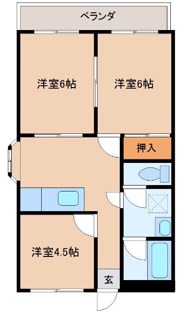 文化マンション(3DK/1階)の間取り写真