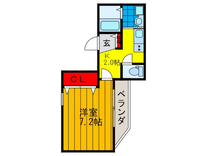 ボヌール禁野(1K/2階)の間取り写真