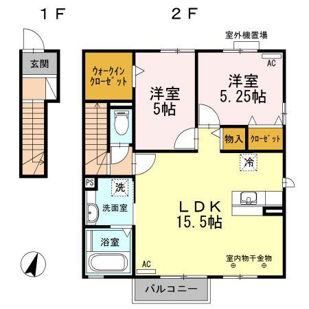 フェリオ(2LDK/2階)の間取り写真