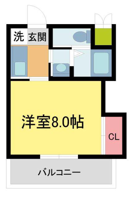ドエル豊島(1K/3階)の間取り写真
