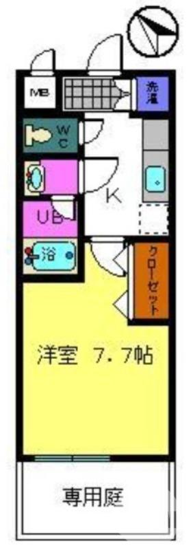 エスパシオ(1K/1階)の間取り写真