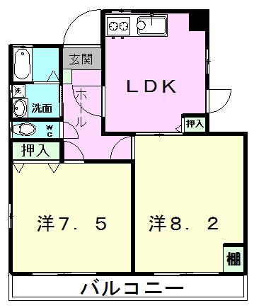 コーポ光(2LDK/1階)の間取り写真