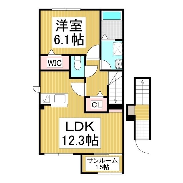 フェレーザ長峰(1LDK/2階)の間取り写真