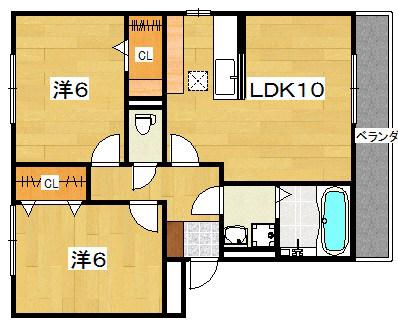 グラシアス(2LDK/1階)の間取り写真