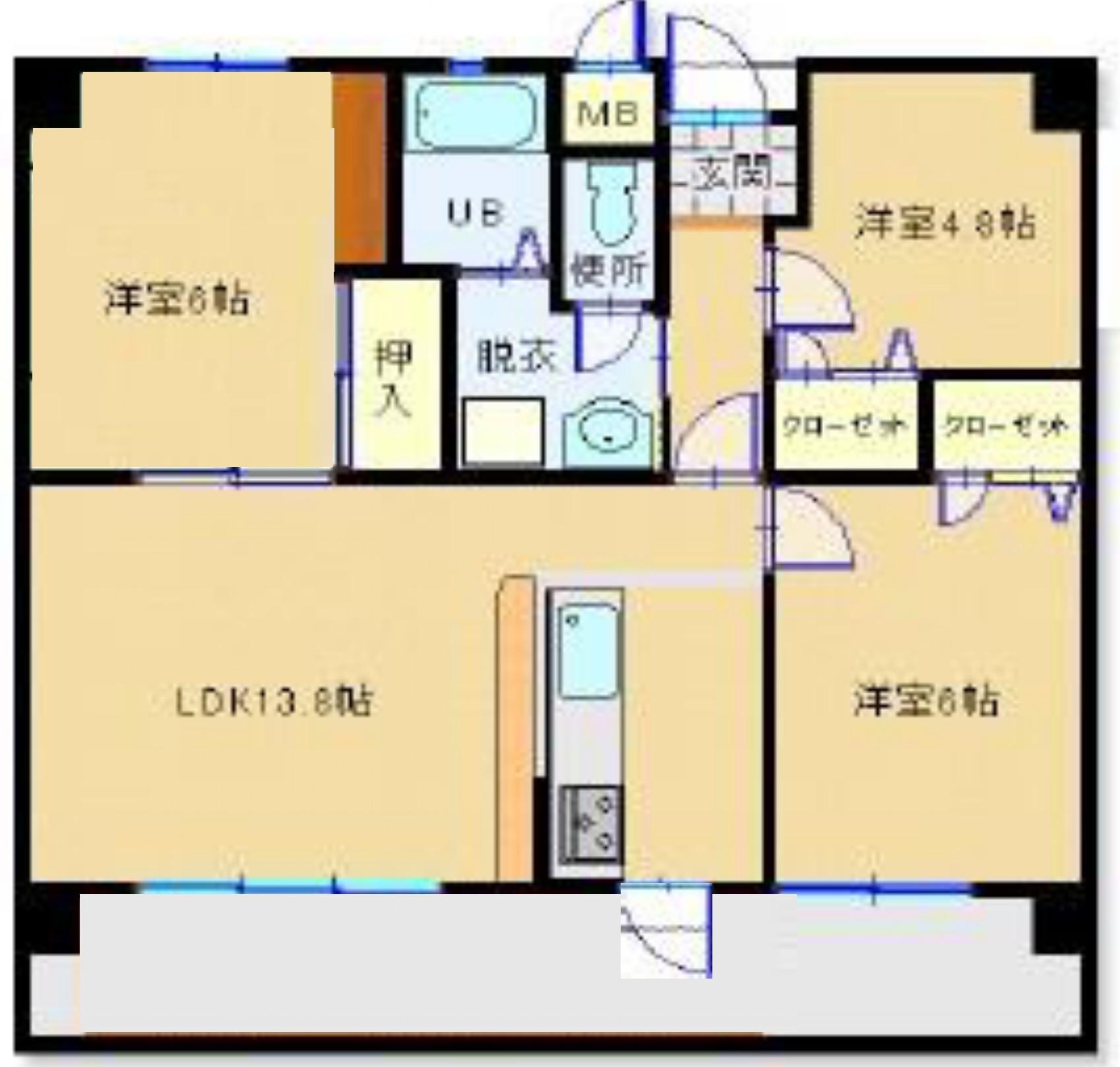 リバーロイヤル(3LDK/2階)の間取り写真