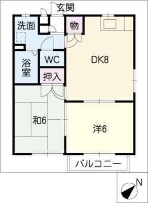 ヒルズ高森(2DK/2階)の間取り写真