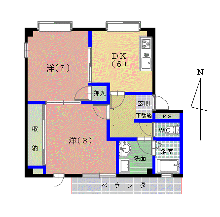 コーポ寿(2DK/3階)の間取り写真