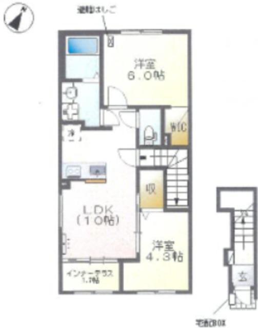 日野市西平山アパート(2LDK/2階)の間取り写真