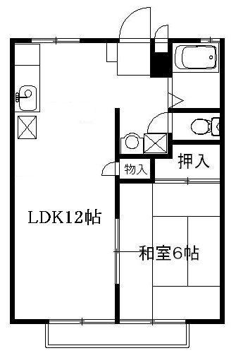 サニーハイツ(1LDK/2階)の間取り写真