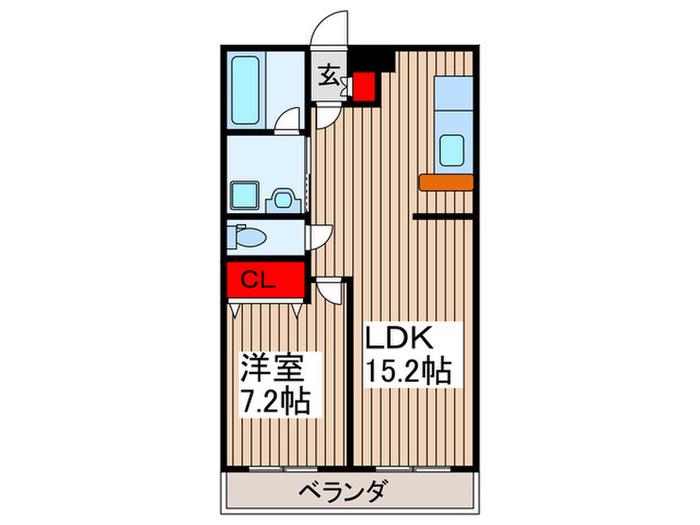 ファーストヒルズI(1LDK/2階)の間取り写真