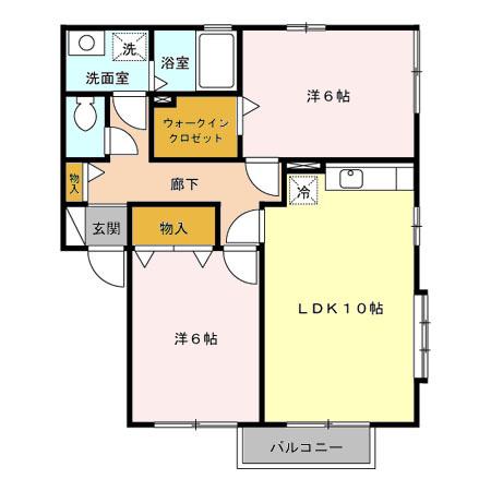 フォーシーズン白羽A棟(2LDK/2階)の間取り写真