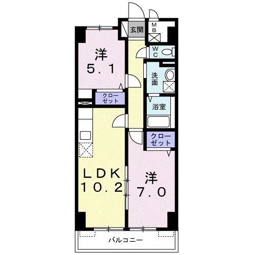 カーサレイメイ(2LDK/3階)の間取り写真