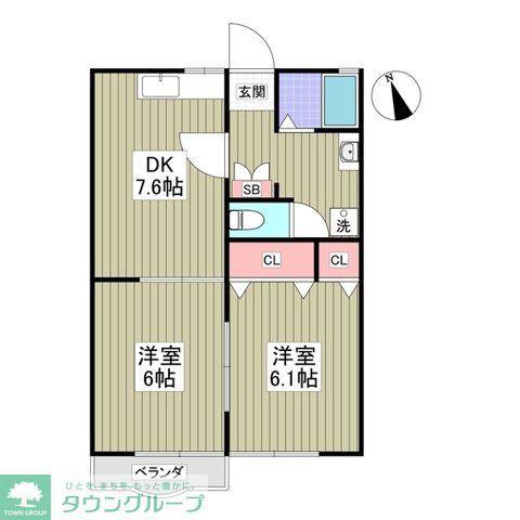 ビ-ミング(2DK/2階)の間取り写真