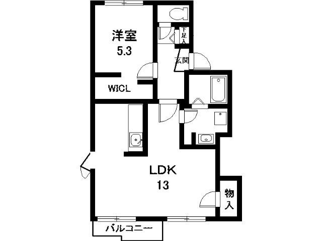 ハイネス・香(1LDK/2階)の間取り写真