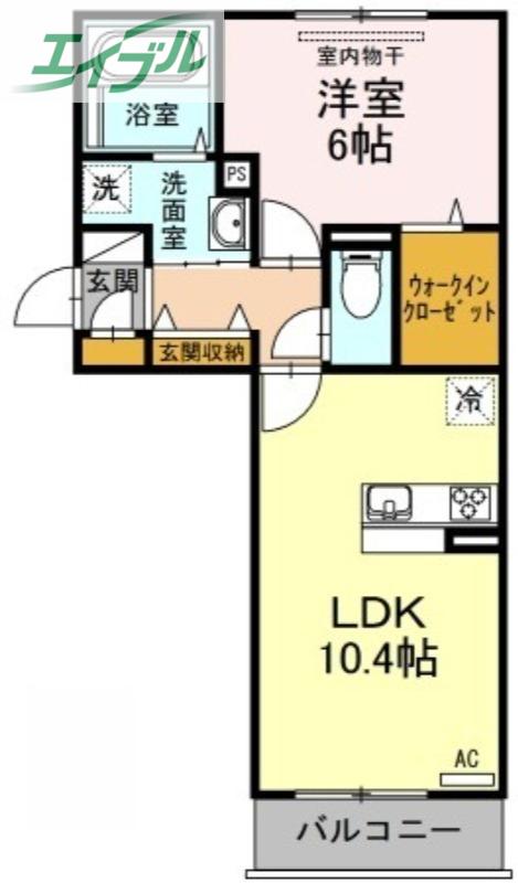 MERVEILLE A棟(1LDK/3階)の間取り写真