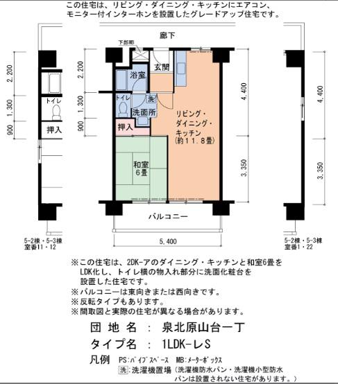 泉北原山台一丁5-3(1LDK/8階)の間取り写真