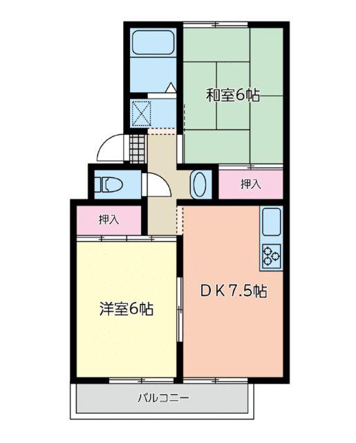 フォレストヒルズ(2DK/2階)の間取り写真