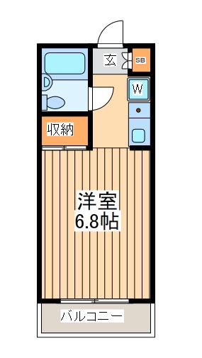 リルシアレジデンス溝ノ口(1K/2階)の間取り写真