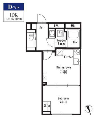 GRANPASEO市谷仲之町(1DK/2階)の間取り写真