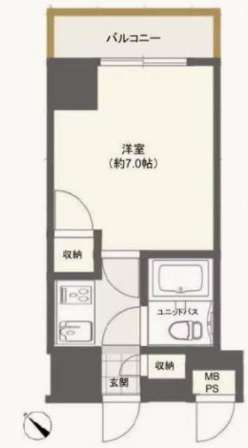 ライオンズマンション東新小岩(1K/2階)の間取り写真