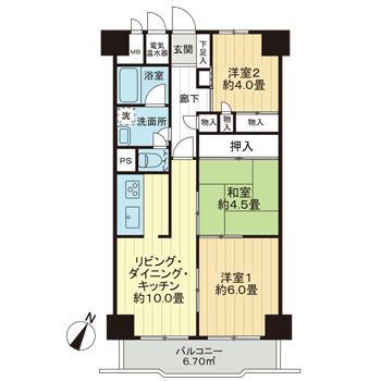 シャンボール二日町(3LDK/7階)の間取り写真
