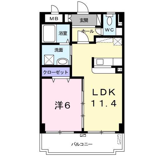 グランツマリーレン(1LDK/1階)の間取り写真