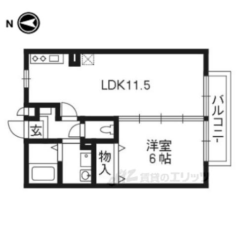 リバーサイド桂川(1LDK/1階)の間取り写真