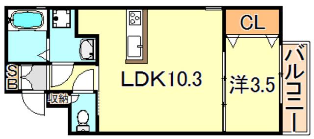 パロス明石イースト(1LDK/1階)の間取り写真
