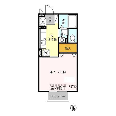 サンビレッジ足利(1K/1階)の間取り写真