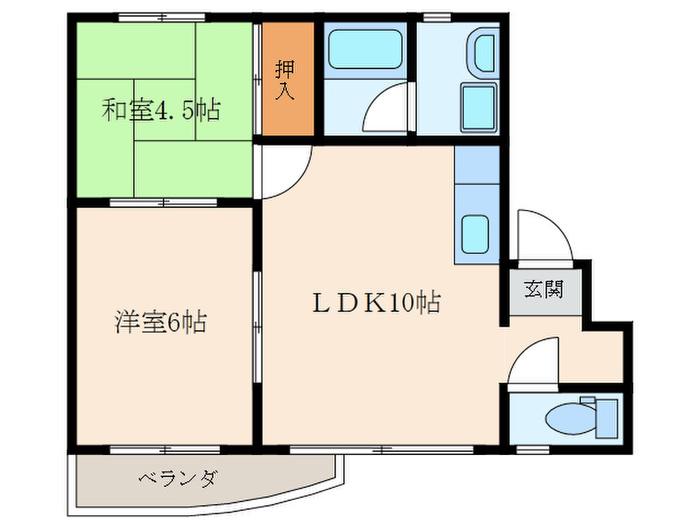 ハイツK&G(2LDK/3階)の間取り写真