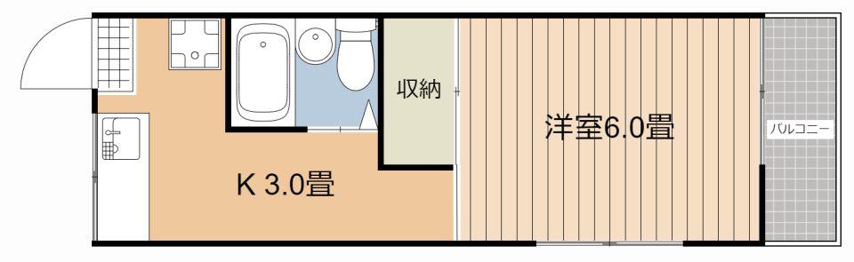 郡元シティハイツ(1K/3階)の間取り写真