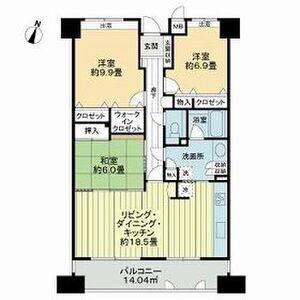 キャッスルハイツ知多半田駅前(3LDK/9階)の間取り写真
