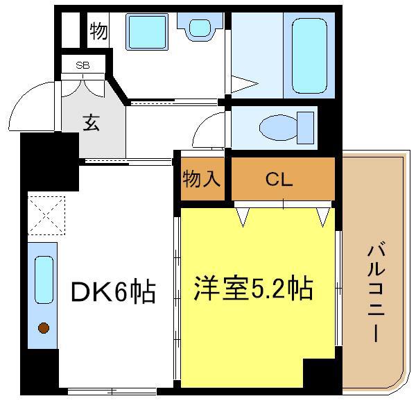 ラメール(1DK/4階)の間取り写真