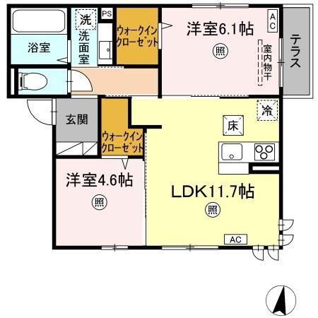 DELIGHT(2LDK/1階)の間取り写真