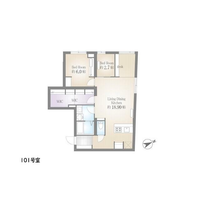 サクラスプリング月島リバーサイド 部屋番号101(2LDK/1階)の間取り写真