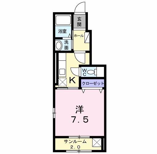 フォルトーナ A(1K/1階)の間取り写真
