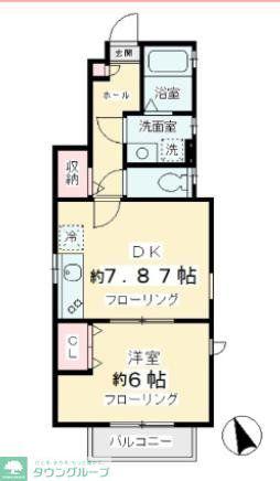 メゾンけやき(1DK/1階)の間取り写真